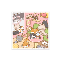 A day at the Cat Cafe | Art Print