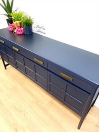 Image 2 of Mid Century Modern Retro Vintage NATHAN SQUARES SIDEBOARD / DRINKS CABINET in navy blue 