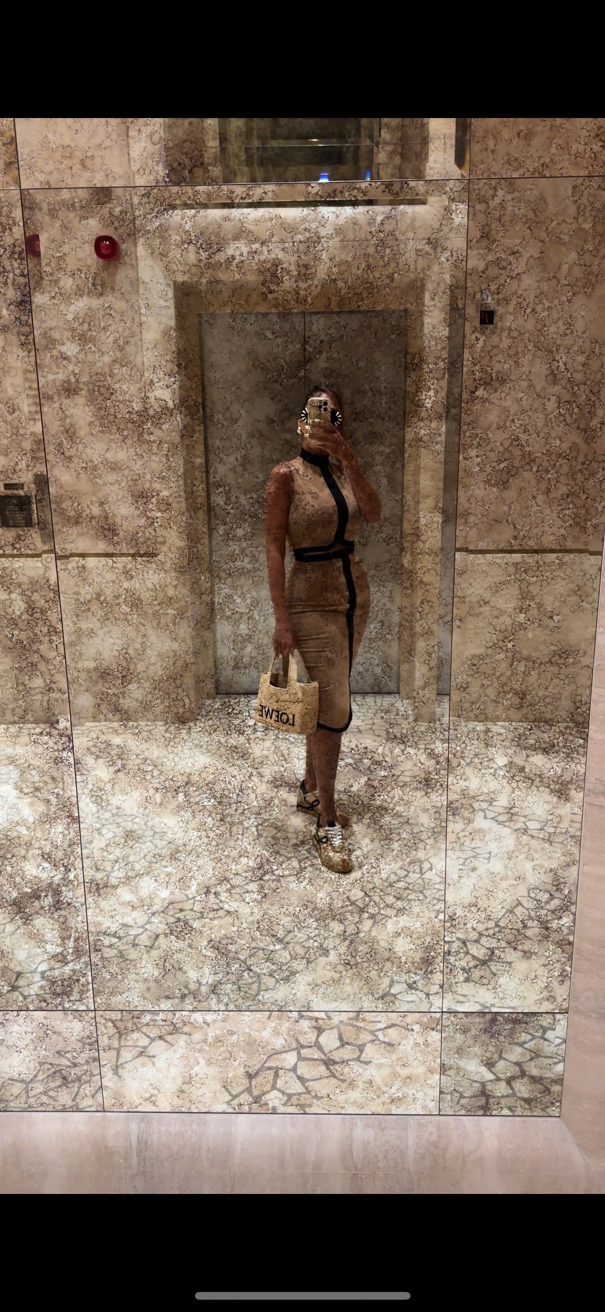 Image of CAMEL & BLACK T-STRIPE CO-ORD SKIRT SET (S/M)