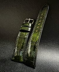 Image 1 of Antique Moss Green Alligator Padded Watch Strap