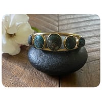 Image 2 of Five Stack Estate Sale Turquoise Cuff in Solid Brass