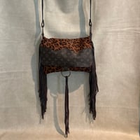 Image 4 of Genuine Leather custom leopard Hyde and LV boho bag 