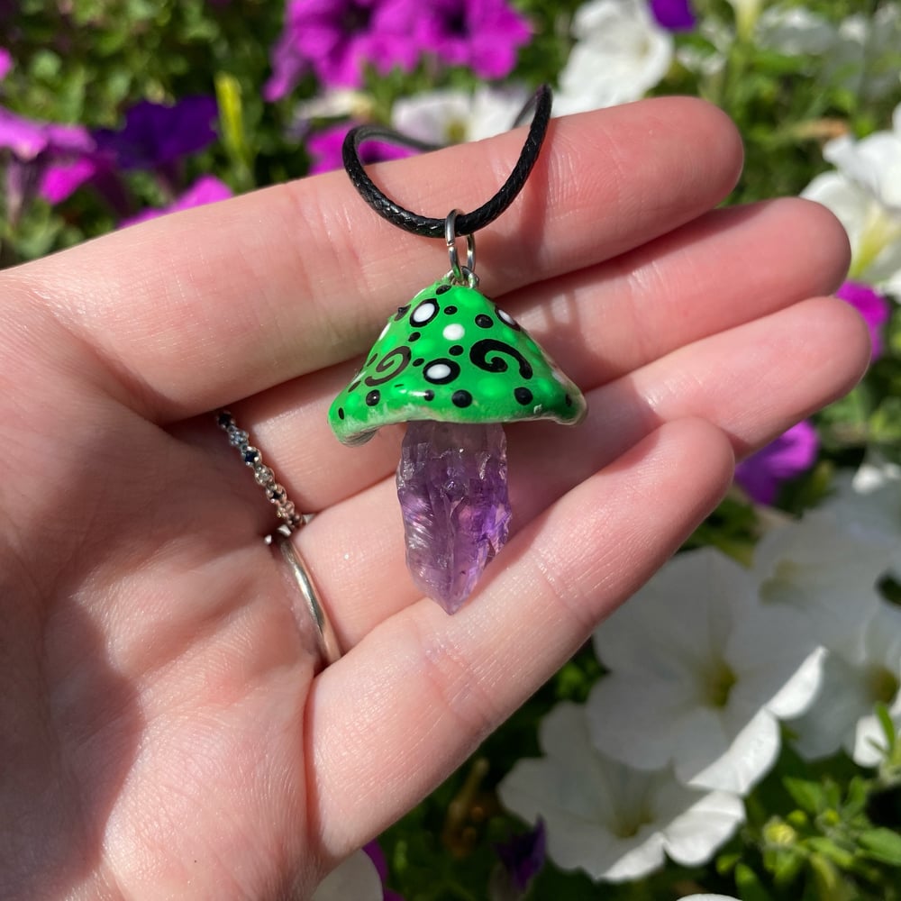 Image of green mushroom necklace