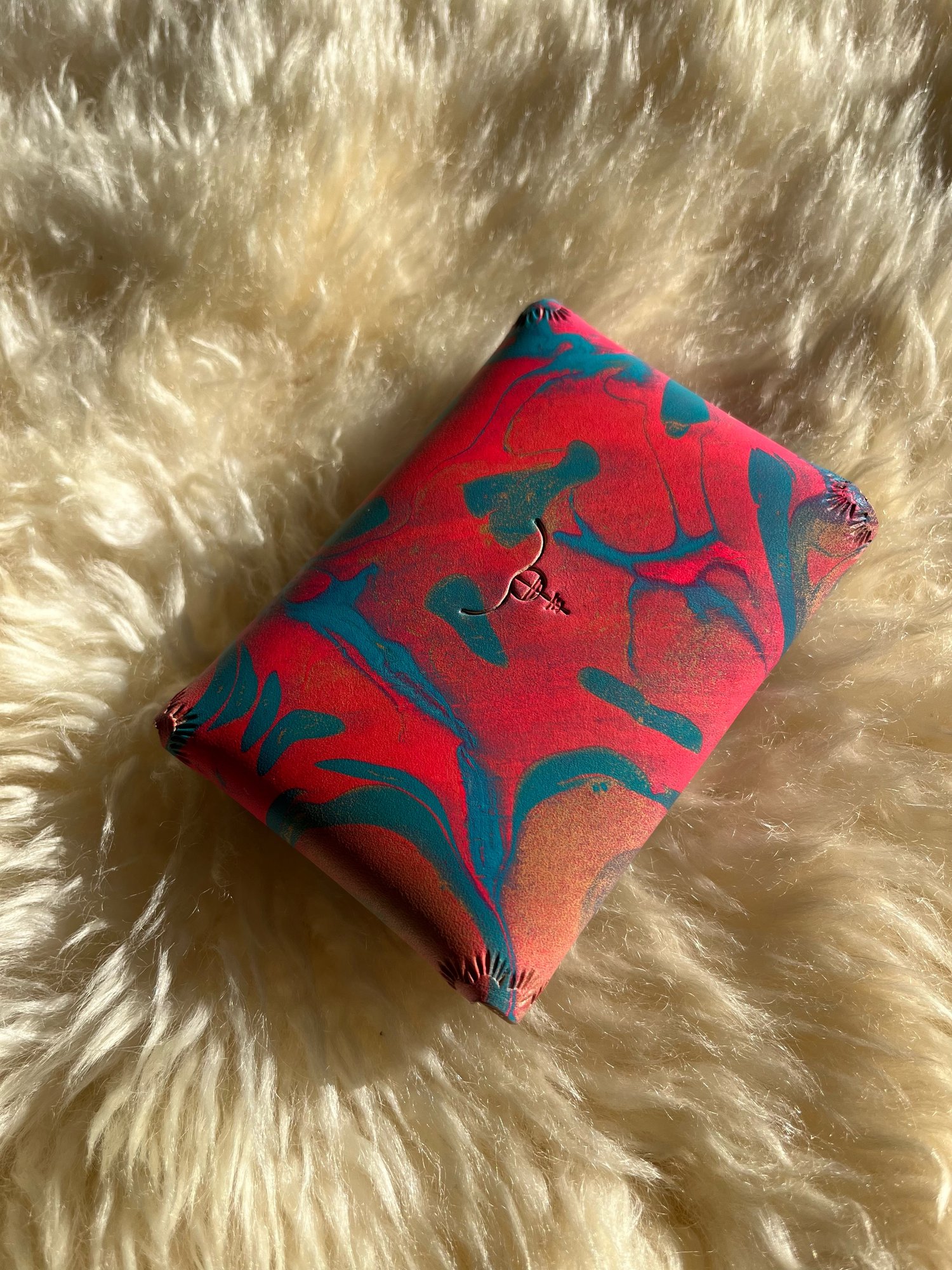 Image of Hot Pink/Turquoise Marbled “No Stitch” Card Wallet 