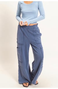 Image 1 of Mineral Wash Wide Leg Cargo Pants