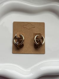 Image 1 of Brown Flower Huggies 18k Gold Plated