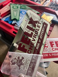Image 2 of CHROME & DARK RED FELIX CHEVROLET ICONIC LICENSE PLATE 