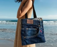 Image 1 of Jean Tote & Makeup Bag Set