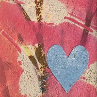 Image 3 of Mini Collage ~ Light Blue Heart, Pink, Cream, Brown ~ 4x4 Inch Mat 