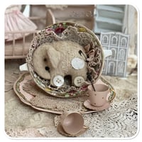 Image 11 of Handmade coffee beige flat elephant with "button wheels"
