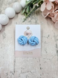 Blue Double Knot Polymer Clay Earrings