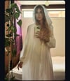 late 60s early 1970s gauze caftan maxi dress with hood