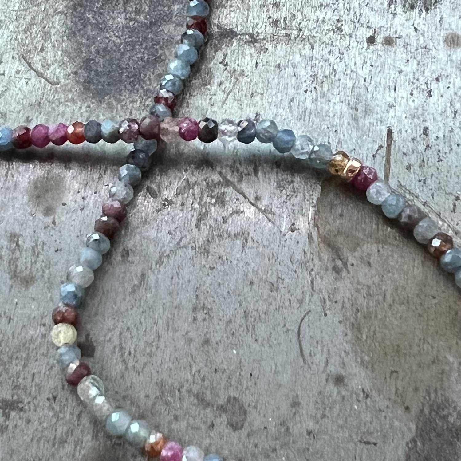 Image of Ruby & Sapphire Necklace with 14K Rose Gold