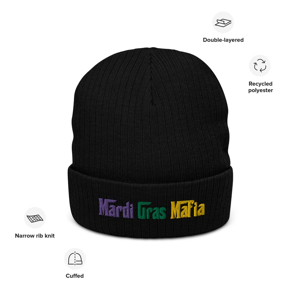 Image of Mardi Gras Mafia Ribbed knit beanie