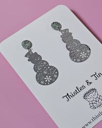 Image 3 of Filigree Snowman Dangles