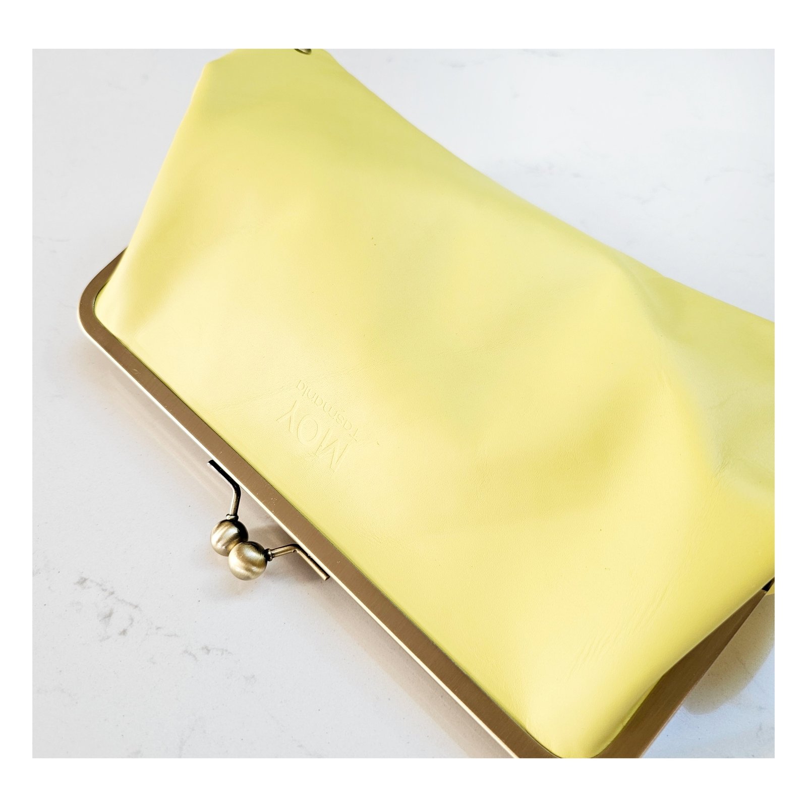 Buttercup Pleated Leather Clutch Moy Leather and Cloth