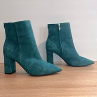 Image 1 of NINE WEST Elegant Pointed Toe Teal Suede Ankle Boots