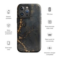 Image 1 of Gold and Black Tattered Texture Gnarled Roots Goth Inspired Tough Case for iPhone®