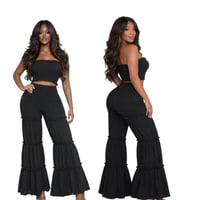 Smocked Tube Top Pants Set(Black)
