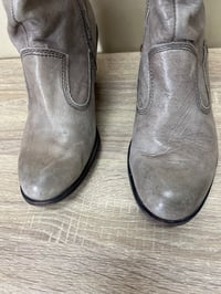 Image 3 of Montana West taupe grayish color crop leather booties 