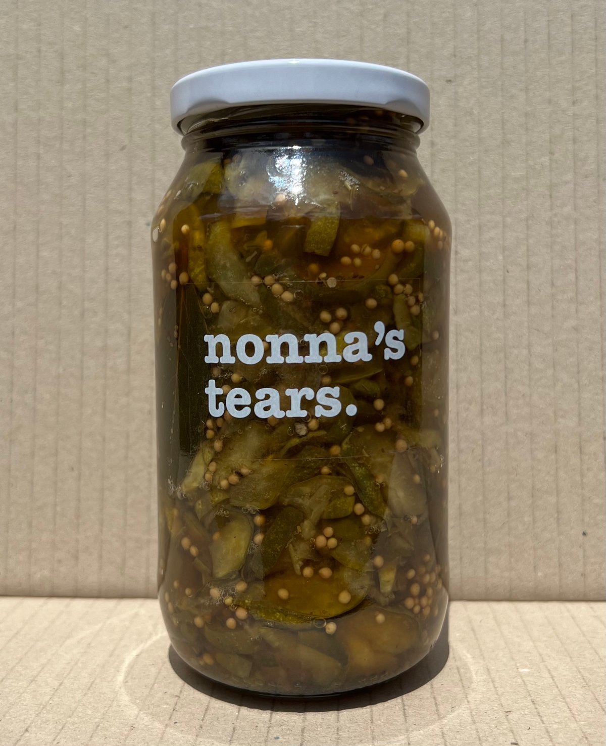 Image of pickles with molasses, smoked salt & bay leaves. 500ml