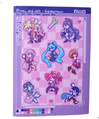 Image 1 of MSPaint Miku and Pals Sticker Sheet