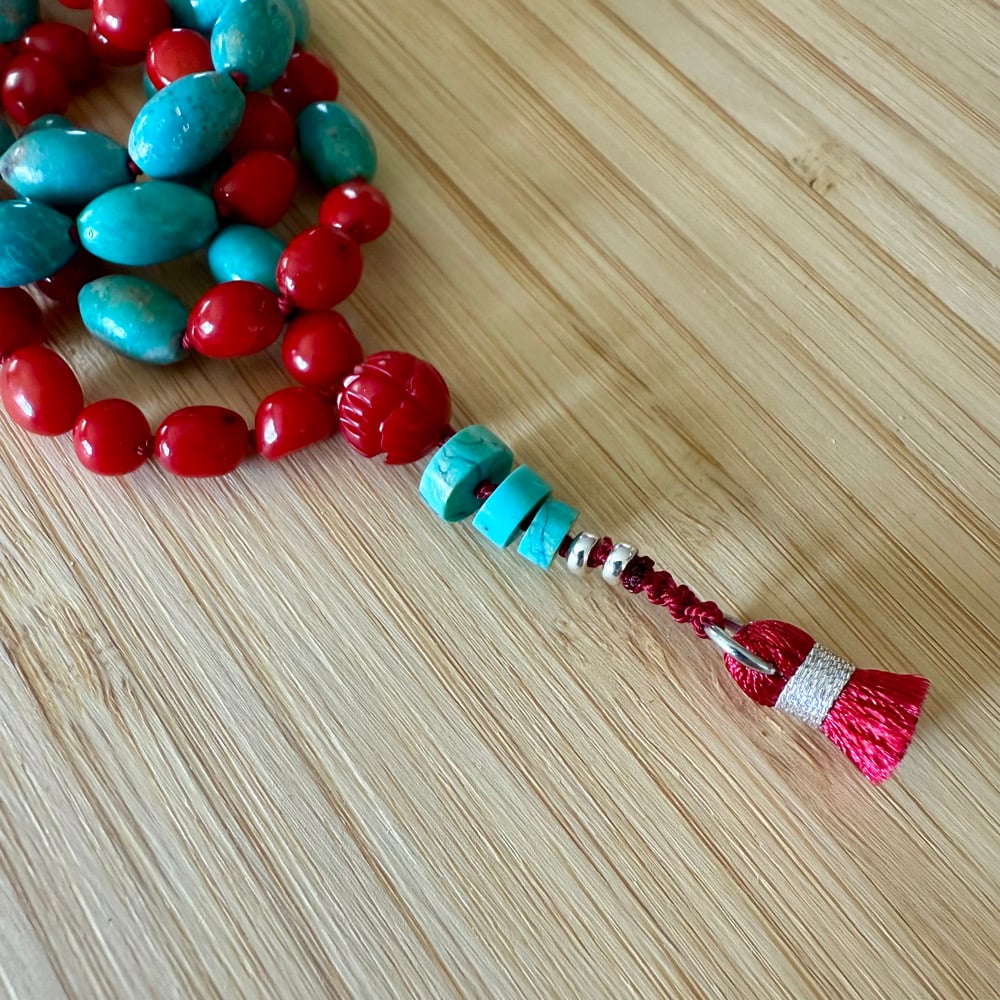 Image of Turquoise & Coral Talisman Necklace