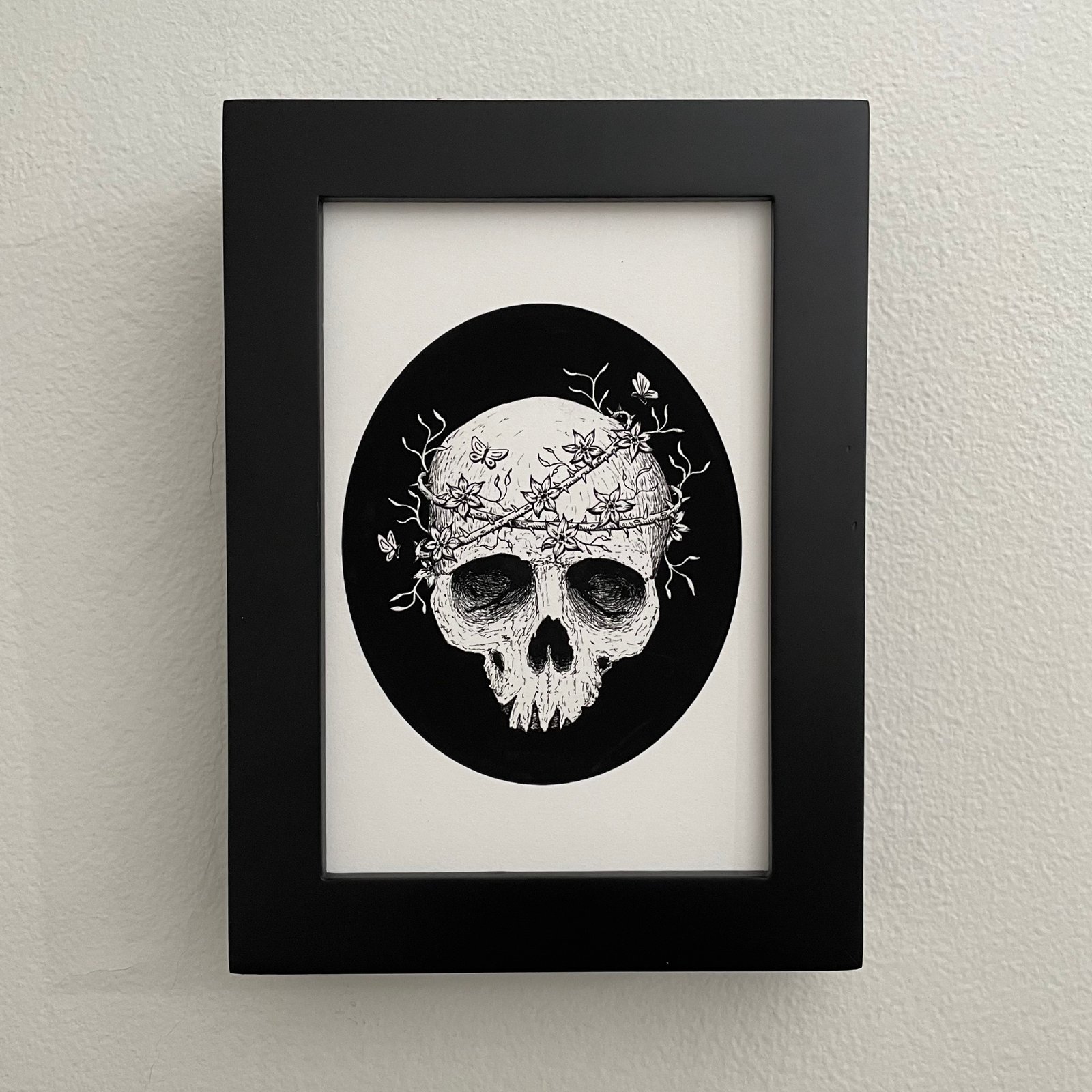 Skull with thorns print | Jody Monochrome Art