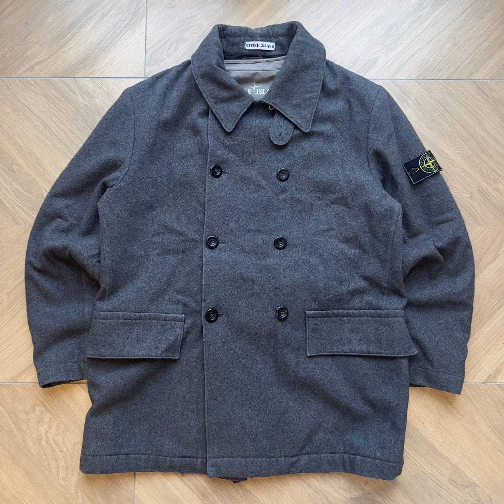 Image of AW 1998 Stone Island Dual Layer Wool Pea Coat, Size Medium