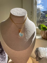 Image 1 of Gold Aquamarine  Moon Crystal Necklace