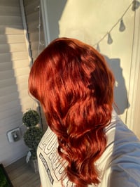 Image 4 of "FLAME" 22 inch REDDISH BROWN 5X5 LACE CLOSURE WIG with LAYERS 