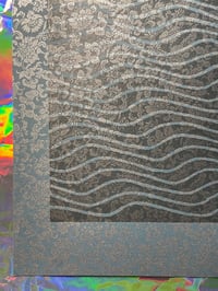 Image 1 of Original Lino Print - Waves 2 - Blue Brocade