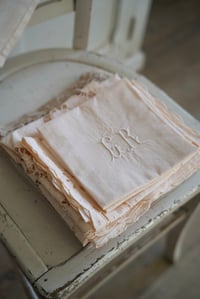 Image 2 of Lot de 3 serviettes monogrammées coloris pêche