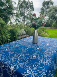 Tablecloth - Magnolias Blue & Black