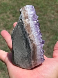 Image 2 of Amethyst Base Cut With Polished Agate #2496