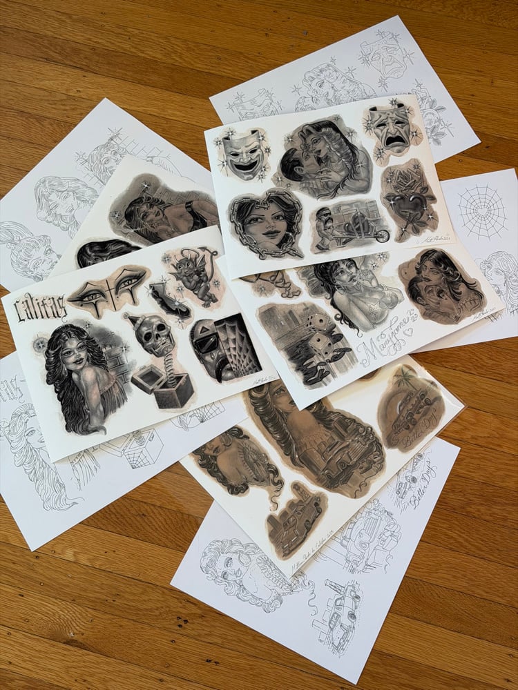 Image of Flash set 5 prints, including line work prints
