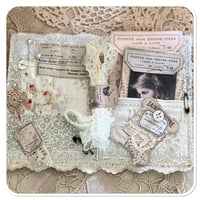 Image 2 of French shabby Chic tattered  Sewing Book/Needle book with lace samples
