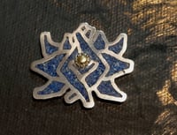 Image 1 of 1/1 Lapis/natural gold set in 96% silver pendant