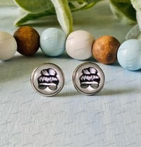 Image 1 of Messy Bun Thin Green Line Cabochon Studs