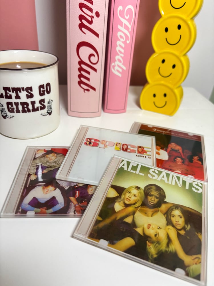 Image of Retro style CDs artist glass coasters set of 4 