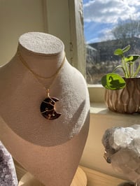 Image 4 of Gold Red Obsidian  Moon Necklace