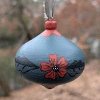 Pointed Wooden Ornament - Blue and Terracotta