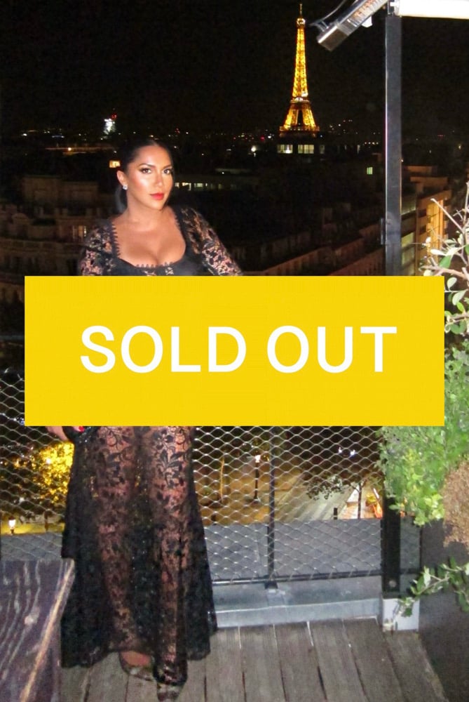 Image of BLACK CORSET CROCHET MAXI DRESS (MEDIUM)