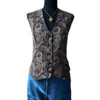 Image 1 of Vintage 1990s Paisley Button Front Vest- Womens Size M - The Specialty House - USA