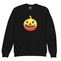Image 9 of Youth Crewneck Sweatshirt - Jack O Lantern Vintage Red-Yellow