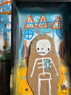 Image of  Carboard skel  paint tray shrine #2