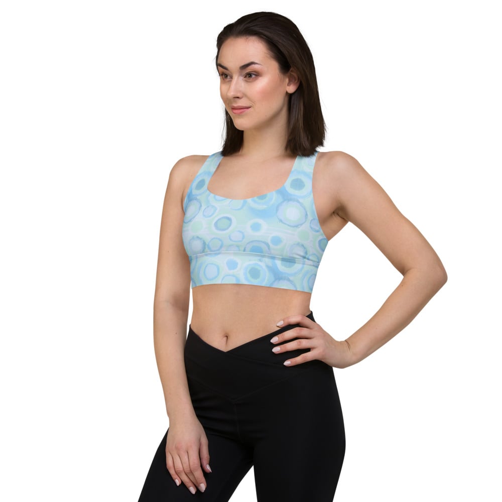 Image of Bubbles blue Longline sports bra