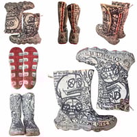 Image 1 of 1 of 1 9w/7m hand drawn Crocs fleece lined rainboots