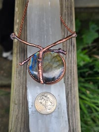 Image 6 of Electroformed pomegranate wood and labradorite necklace