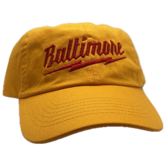Image of Baltimore Bolt Dad Hat Gold/Red(free shipping)